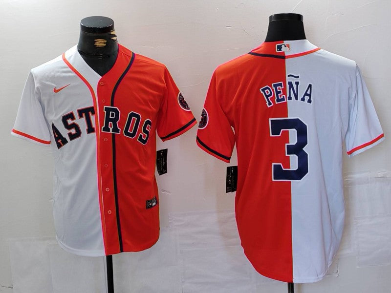 Men's Houston Astros Jeremy Pena #3 White/Orange Limited Player Jerseys