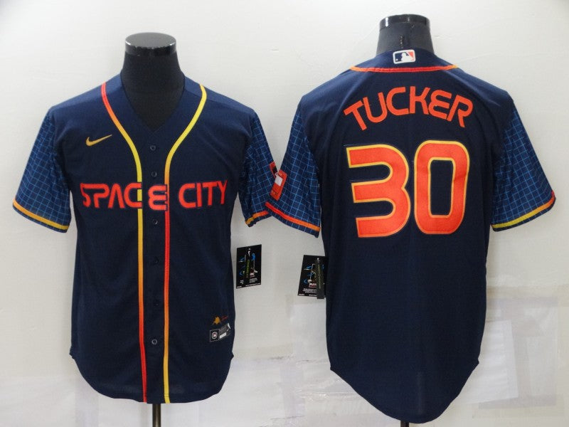 Men's Houston Astros Kyle Tucker #30 Navy Space City Jerseys
