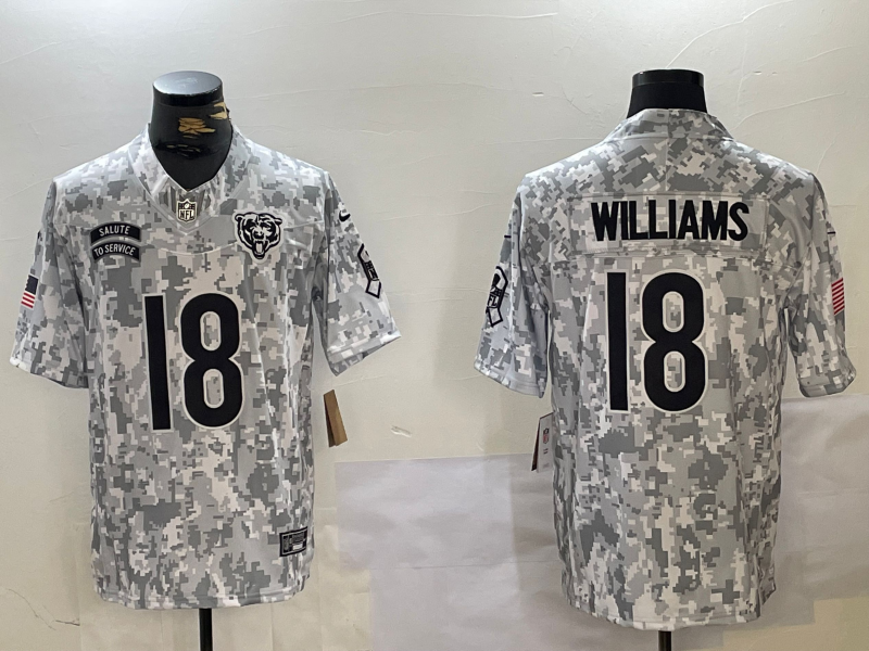 Men's Chicago Bears Caleb Williams #18 Arctic Camo 2024 Salute to Service Limited Jerseys