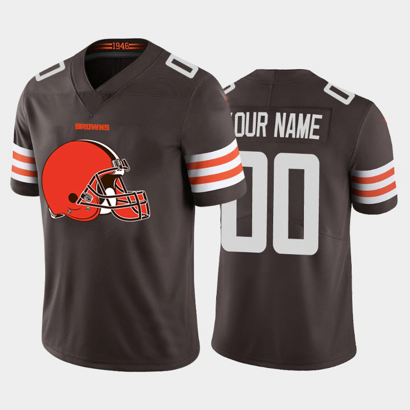 Custom1 Cleveland Browns Brown Team Big Logo Vapor Untouchable Limited Jerseys Stitched American Football Jerseys
