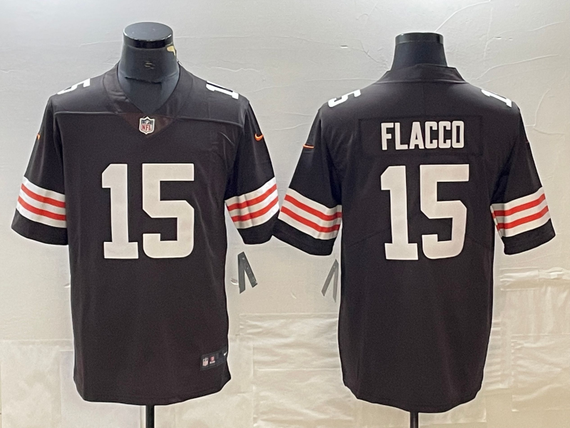 Men's Cleveland Browns Joe Flacco #15 Brown Game Player Jerseys