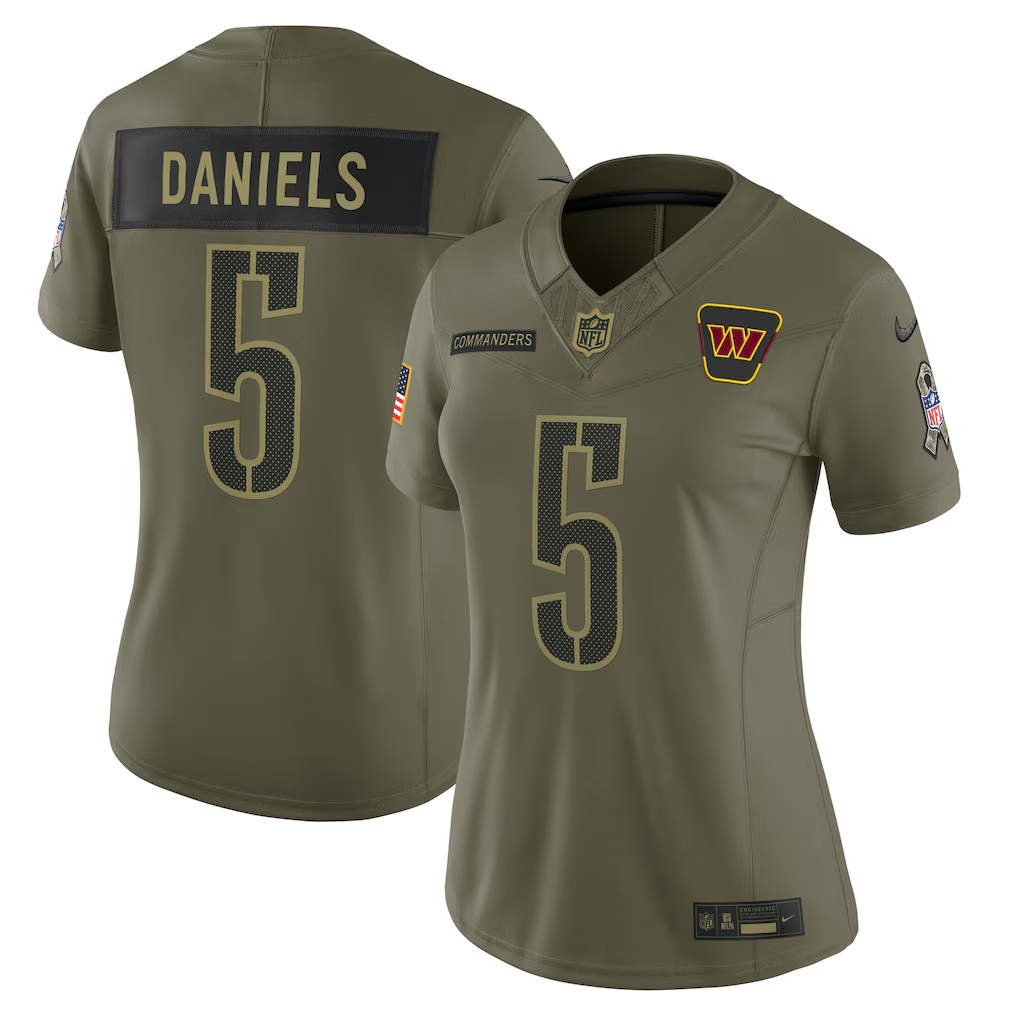 Women's Washington Commanders Jayden Daniels Nike Olive 2025 Salute to Service Limited Jersey