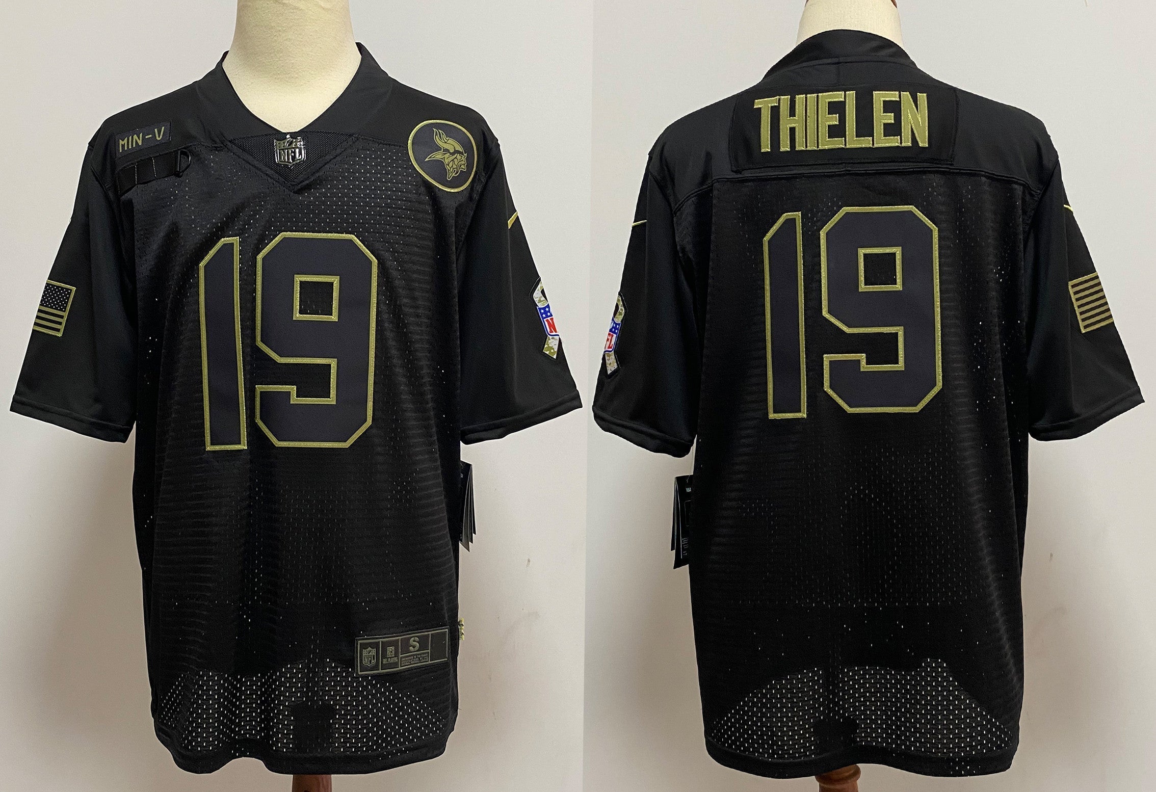 Men's Minnesota Vikings Adam Thielen Black 2020 Salute To Service Limited Jerseys