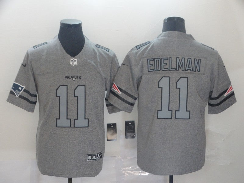 Men's New England Patriots Julian Edelman #11 Gray Game Jerseys