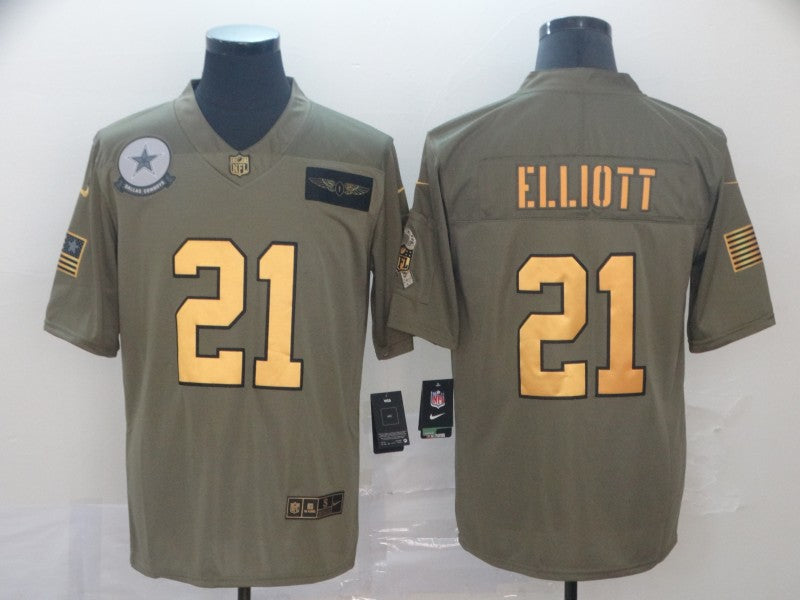 Men's Dallas Cowboys Ezekiel Elliott #21 Brown Alternate Game Jerseys