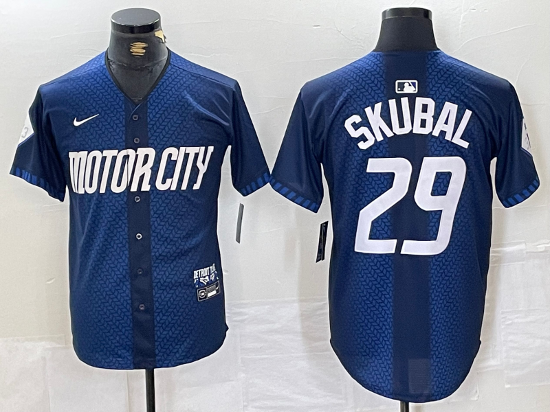 Men's Detroit Tigers Tarik Skubal #29 Navy 2024 City Connect Limited Jerseys