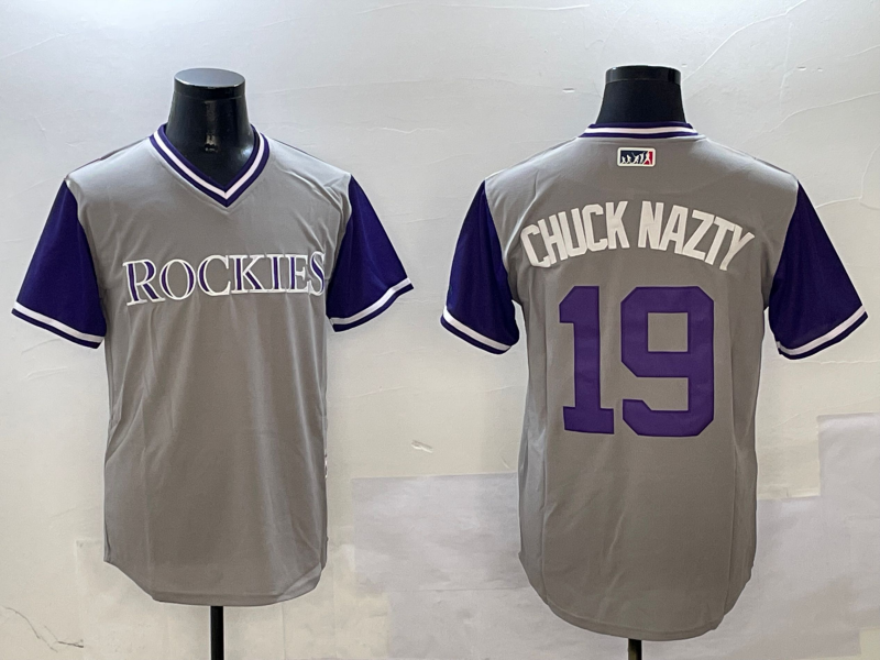 Men's Colorado Rockies Charlie Blackmon #19 Gray Replica Player Jerseys