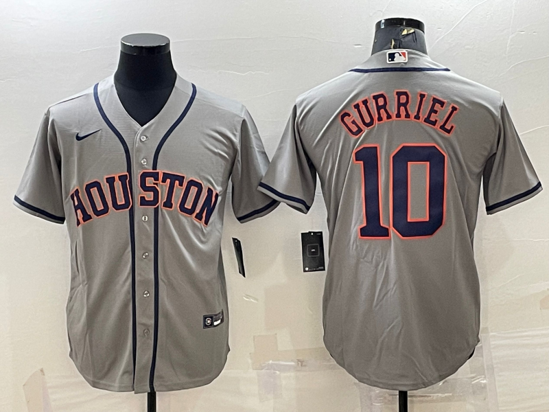 Men's Houston Astros Yuli Gurriel #10 Gray Replica Player Jerseys