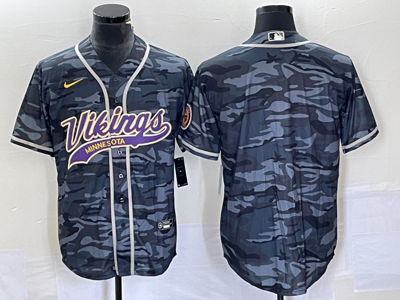 Men's Minnesota Vikings Grey Camouflage Blank Jerseys