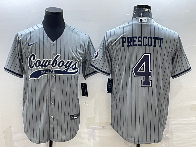 Men's Dallas Cowboys Dak Prescott #4 Gray Game Player Jerseys Joint Edition