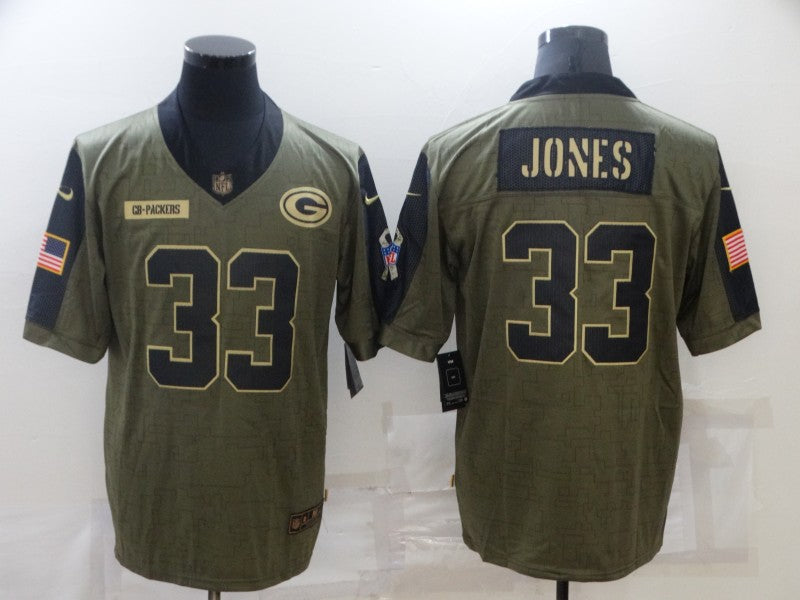 Men's Green Bay Packers Aaron Jones #33 Brown Game Player Jerseys
