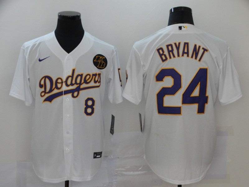 Men's Los Angeles Dodgers Kobe Bryant #8-24 White Replica Player Jerseys