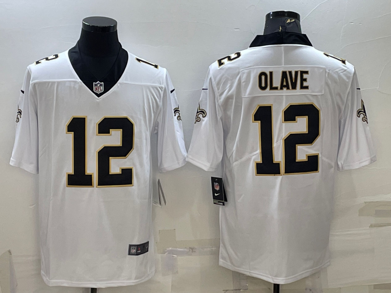 Men's New Orleans Saints Chris Olave #12 White Game Jerseys