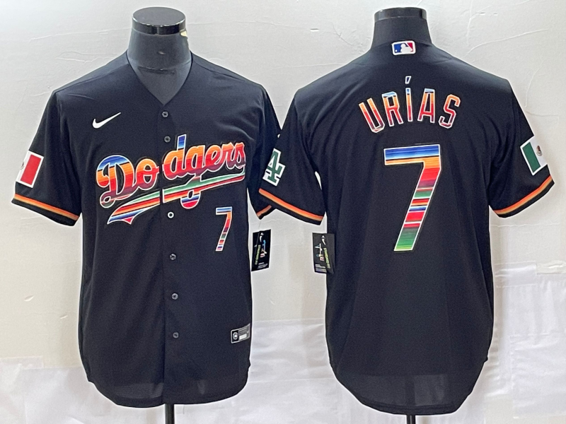Men's Los Angeles Dodgers Julio Urias #7 Black Alternate Replica Game Jerseys