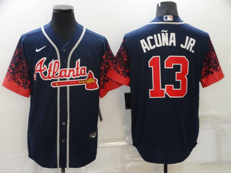 Men's Atlanta Braves Ronald Acuna Jr. #13 Navy Stitched Player Jerseys