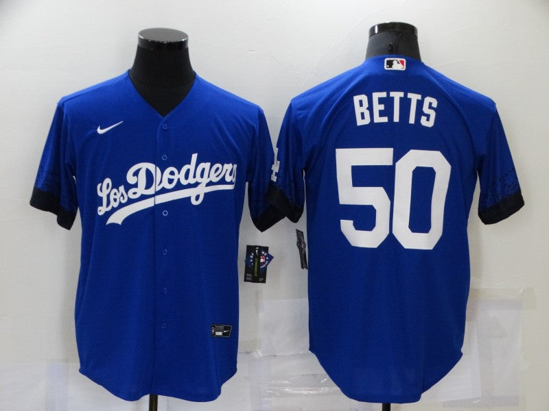 Men's Los Angeles Dodgers Mookie Betts #50 Blue Stitched Jerseys