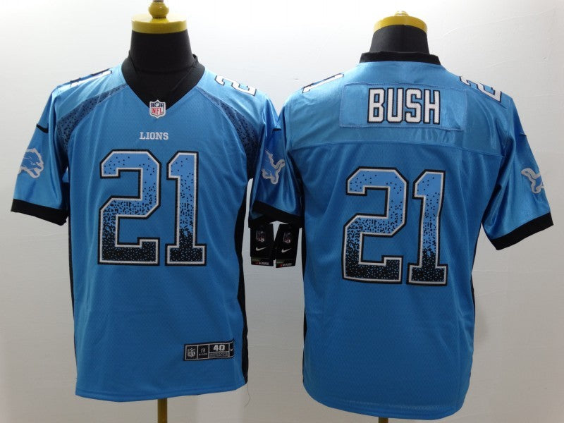 Men's Detroit Lions Reggie Bush #21 Blue Game Jerseys