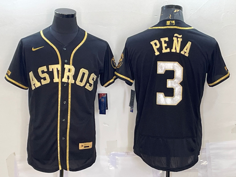 Men's Houston Astros Jeremy Pena #3 Black Replica Team Jerseys
