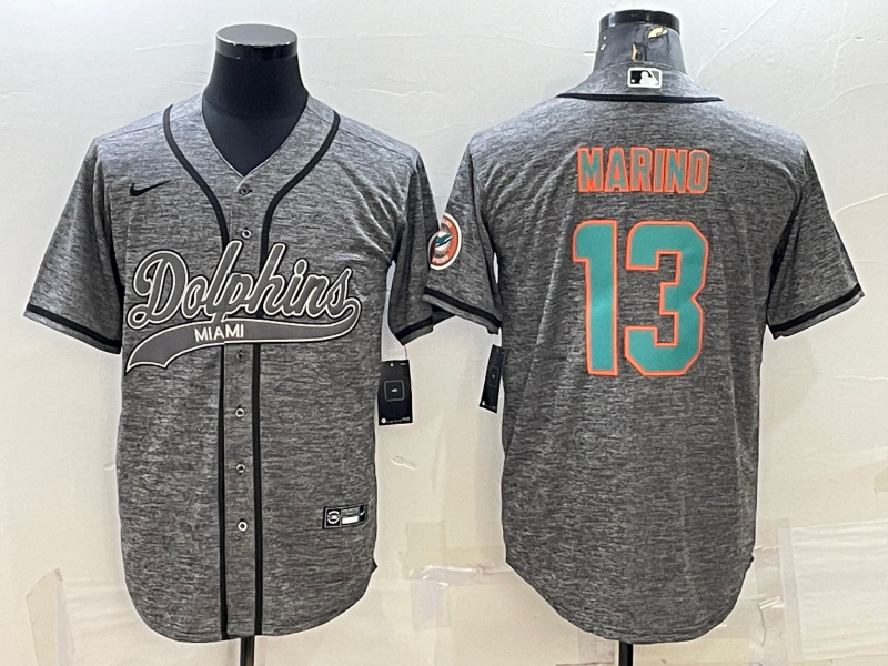 Men's Miami Dolphins Dan Marino #13 Gray Game Jerseys Joint Edition