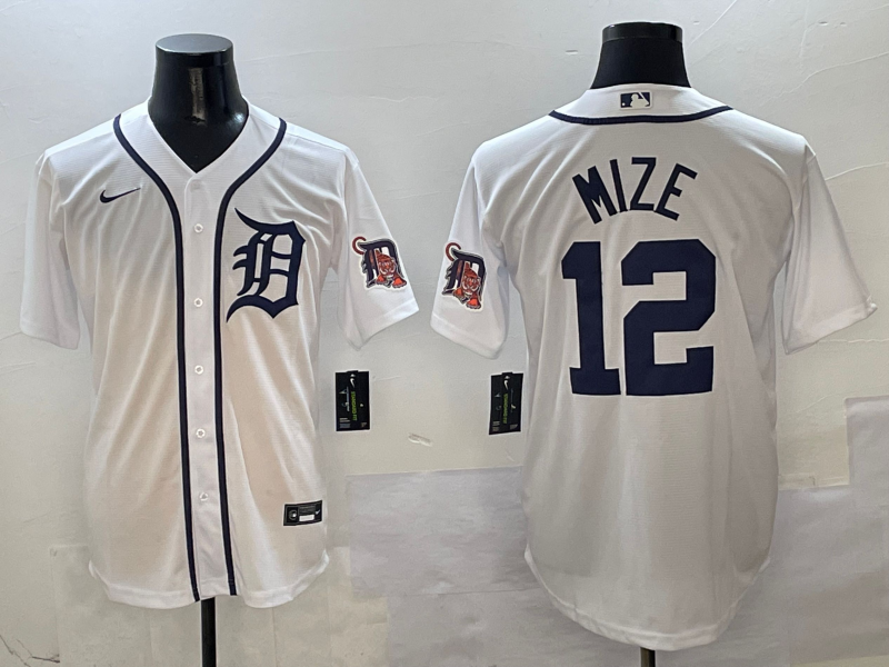 Men's Detroit Tigers Casey Mize #12 White Home Replica Player Jerseys