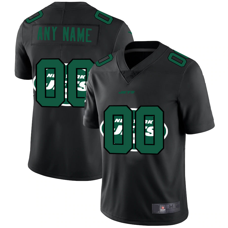 Custom1 New York Jets Team Logo Dual Overlap Limited Jerseys Black American Stitched Jerseys Football Jerseys