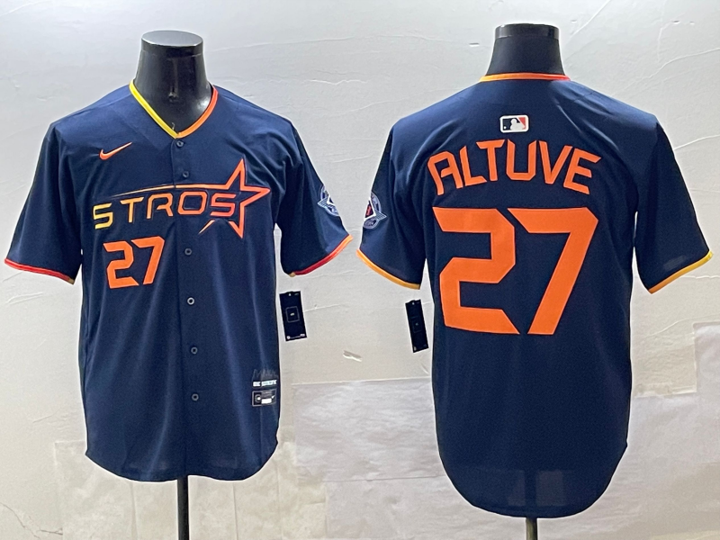 Men's Houston Astros Jose Altuve #27 Navy 2025 City Connect Limited Player Jerseys