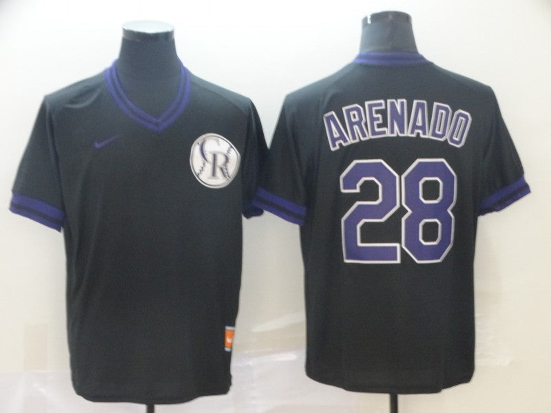 Men's Colorado Rockies Nolan Arenado #28 Black Replica Player Jerseys