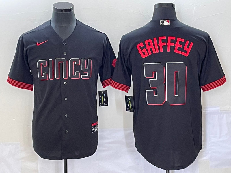 Men's Cincinnati Reds Ken Griffey Jr. #30 Black 2023 City Connect Replica Player Jerseys