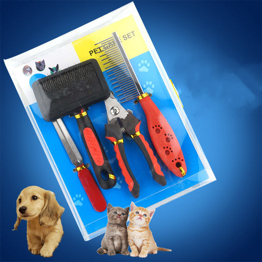 Dog Grooming Four-piece Comb Brush Nail Sciss – The Smart Choice for Your Home