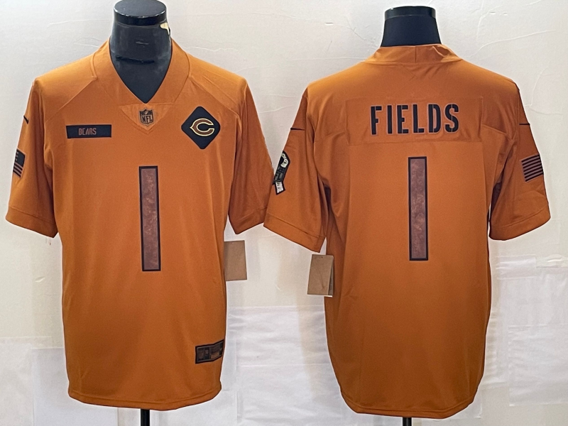 Men's Chicago Bears Justin Fields #1 Brown 2023 Salute To Service Limited Jerseys