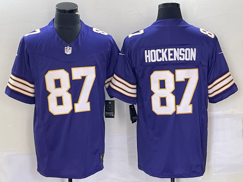 Men's Minnesota Vikings T.J. Hockenson #87 Purple Classic Player Jerseys