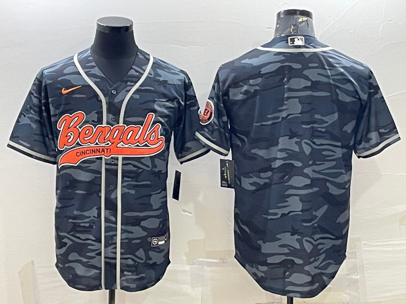 Men's Cincinnati Bengals Grey Camouflage Blank Jerseys