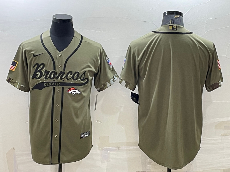Men's Denver Broncos Olive 2022 Salute To Service Limited Blank Jerseys