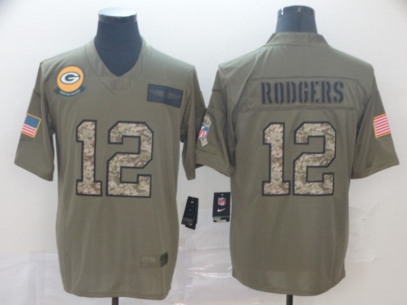 Men's Green Bay Packers Aaron Rodgers #12 Brown Authentic Game Jerseys