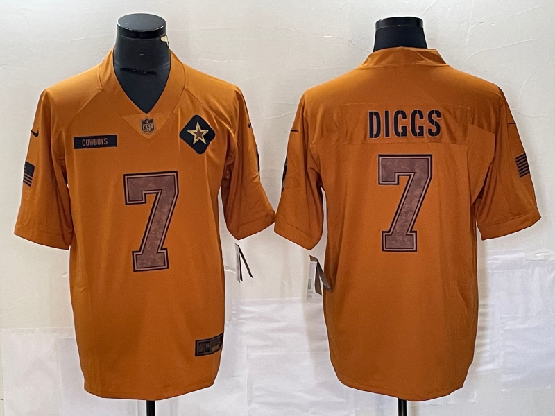 Men's Dallas Cowboys Trevon Diggs #7 Brown 2023 Salute To Service Limited Jerseys