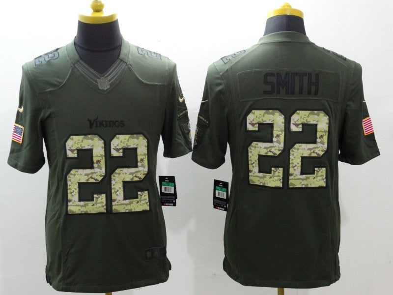 Men's Minnesota Vikings Harrison Smith #22 Army Green Game Jerseys