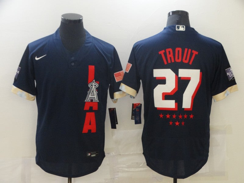 Men's Los Angeles Angels Mike Trout #27 ALL STAR Navy Jerseys