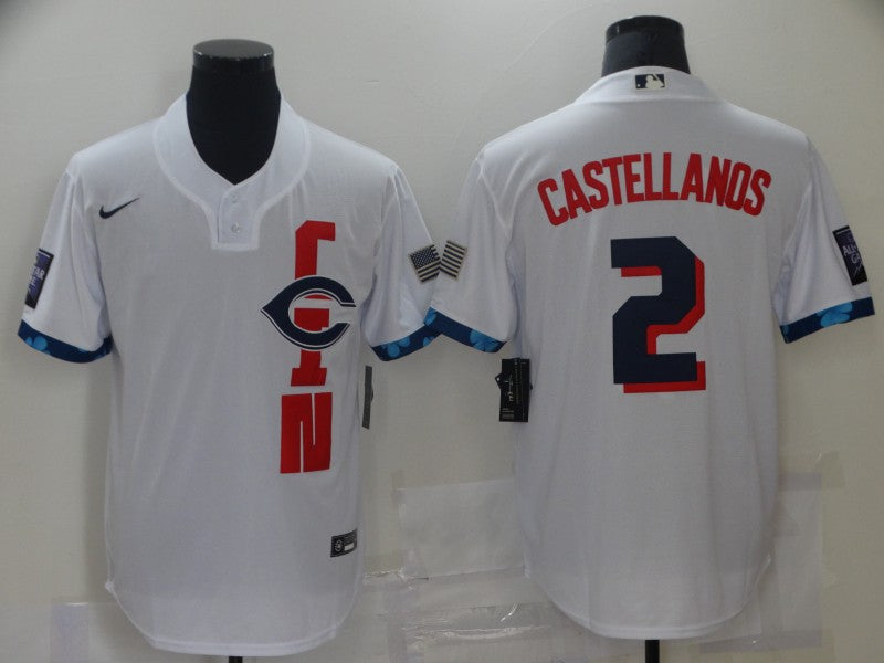 Men's Cincinnati Reds Nicholas Castellanos #2 White Replica Baseball Jerseys
