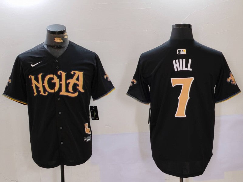 Men's New Orleans Saints Taysom Hill #7 Black Player Game Jerseys