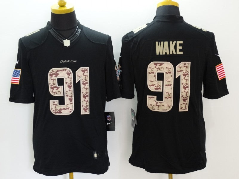 Men's Miami Dolphins Cameron Wake #91 Black Game Player Jerseys
