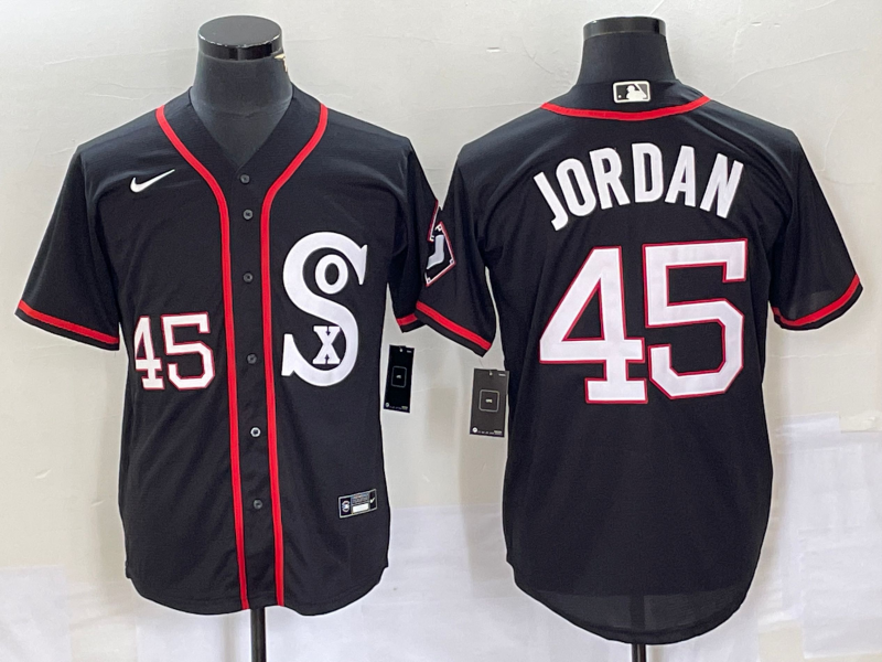 Men's Chicago White Sox Michael Jordan #45 Black Authentic Game Jerseys