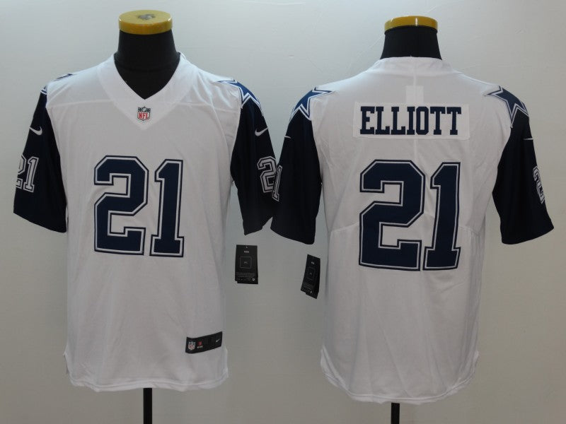 Men's Dallas Cowboys Ezekiel Elliott #21 White Game Jerseys