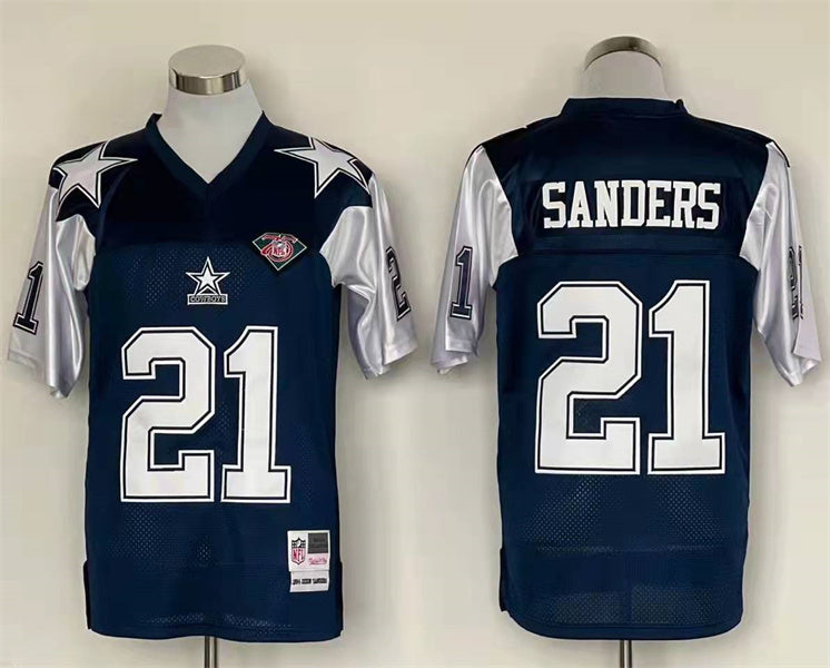 Men's Dallas Cowboys Deion Sanders Mitchell & Ness Navy Legacy Replica Jerseys
