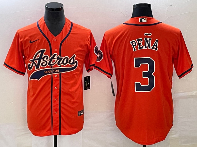 Men's Houston Astros Jeremy Pena #3 Orange Replica Jerseys Joint Edition