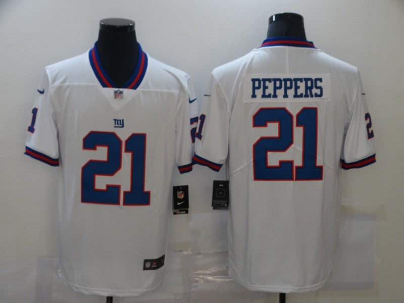 Men's New York Giants Jabrill Peppers #21 White Game Player Jerseys