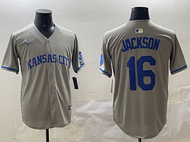 Men's Kansas City Royals Bo Jackson #16 Gray Limited Player Jerseys