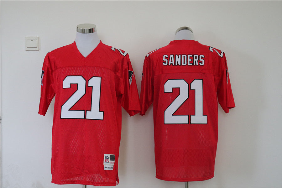 Men's Atlanta Falcons Deion Sanders Mitchell & Ness Red Legacy Replica Jerseys