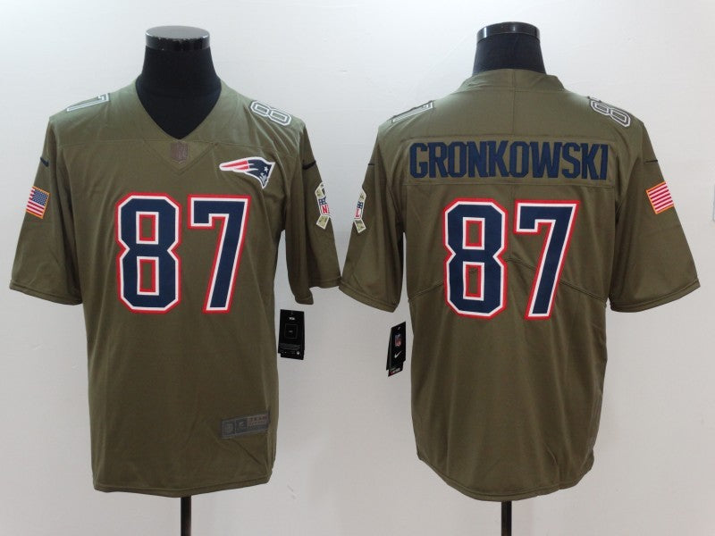 Men's New England Patriots Rob Gronkowski #87 Brown Game Jerseys