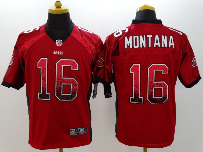 Men's San Francisco 49ers Joe Montana #16 Red Authentic Game Jerseys