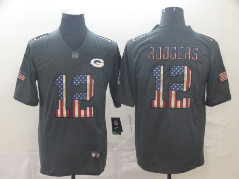 Men's Green Bay Packers #12 Aaron Rodgers Black Game Team Jerseys